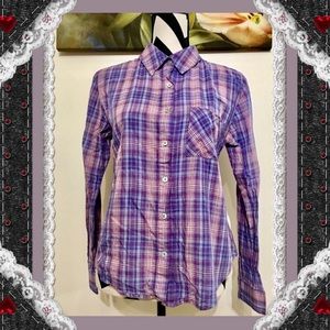 StyleMint Purple Plaid Button Down Shirt